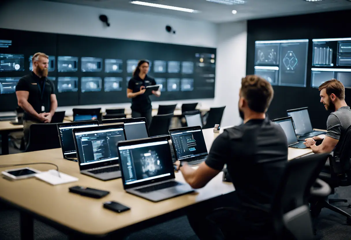 An instructor guiding a team through advanced digital tools and strategies.